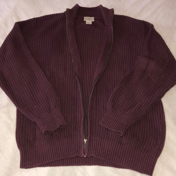 L.L. Bean Other - L. L. Bean Men’s cardigan burgundy zip up sz L